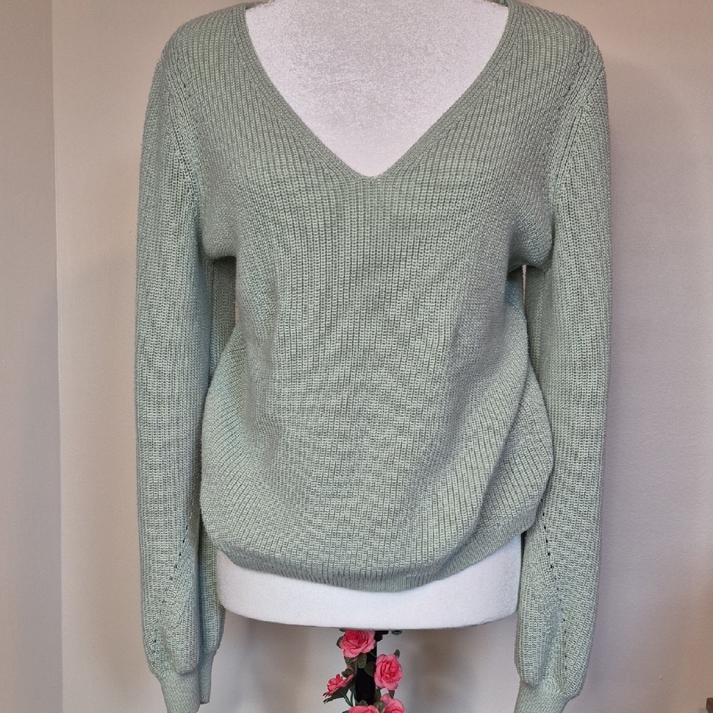 Gentle Fawn Light Green V-Neck Sweater